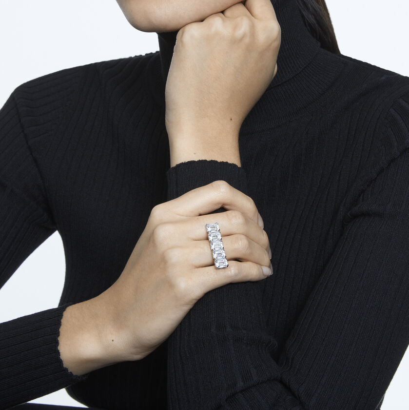 swarovski millenia cocktail ring  white  rhodium plated